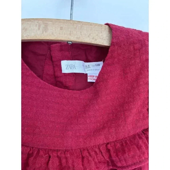 4-5Y Zara Textured Red Dress - Picture 5 of 7